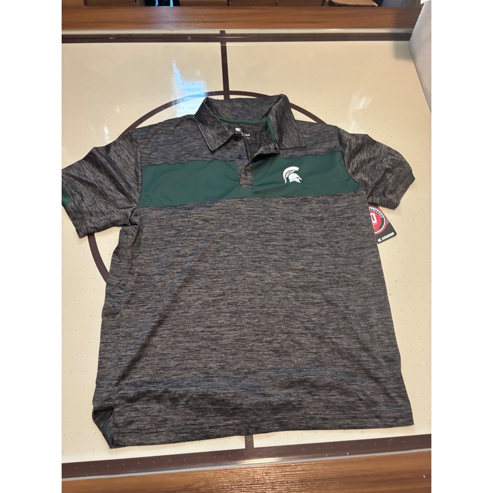 035 Colosseum Michigan State Spartans Mens Polo Shirt Large Grey Green